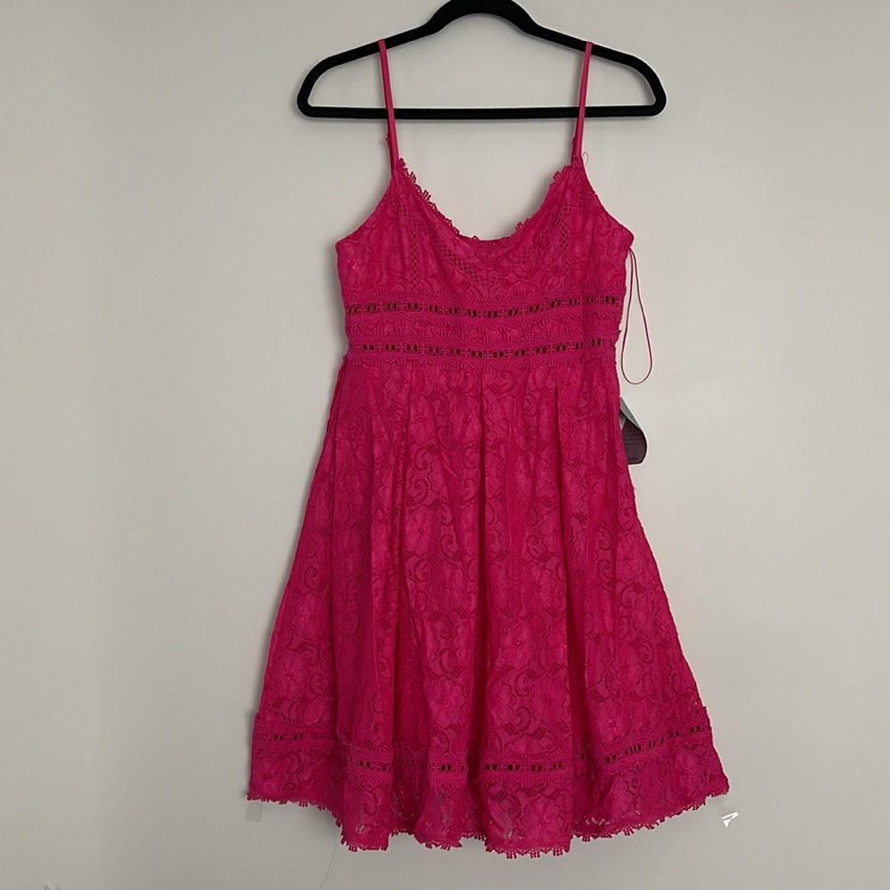 NWT Napean Sea Road NSR Provance Lace Strap Magenta Mini Dress Size S